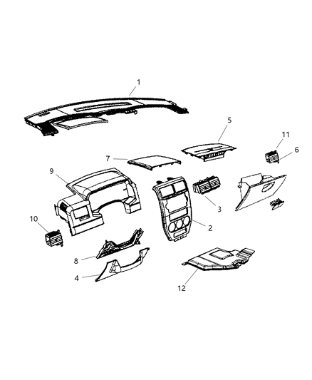 2008 Jeep Patriot Bezel-Instrument Cluster Diagram for YF37DK7AB