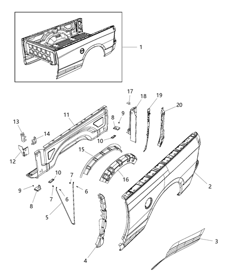 2017 Ram 2500 Pick-Up Box Diagram