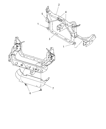 1998 Dodge Durango Radiator Closure & Air Deflector Diagram