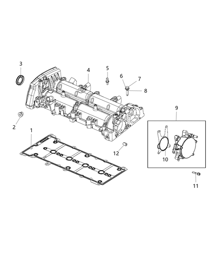 2019 Jeep Compass Cylinder Head Cover / Camshaft Carrier Diagram 2