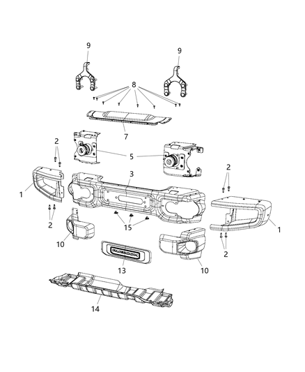 2016 Jeep Wrangler EXTERNSIO-Bumper Diagram for 68297572AA