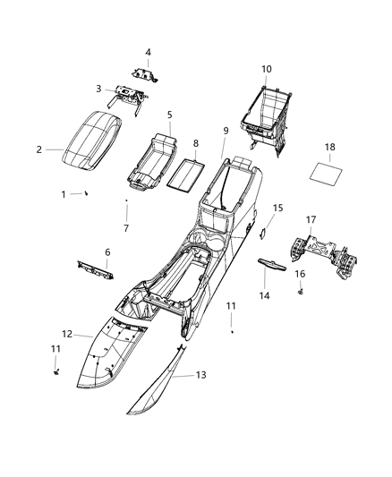 2021 Jeep Cherokee Armrest-Console Diagram for 1WZ79LA3AD