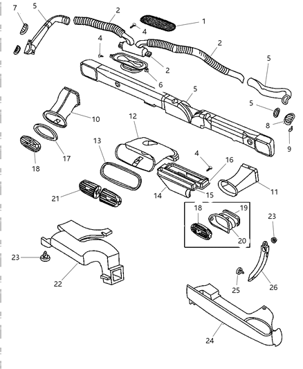 1999 Chrysler Sebring Air Distribution, Ducts, Louvers Diagram