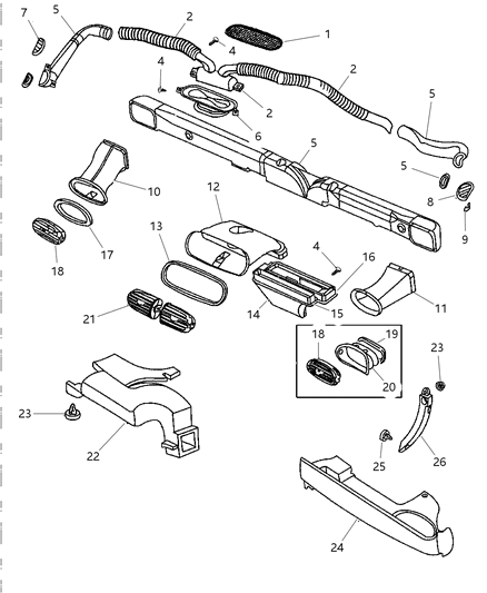 1999 Chrysler Sebring Convertible Air Distribution, Ducts, Louvers Diagram