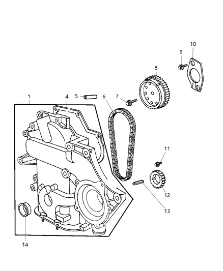 2004 Dodge Caravan Timing Chain & Cover Diagram 1