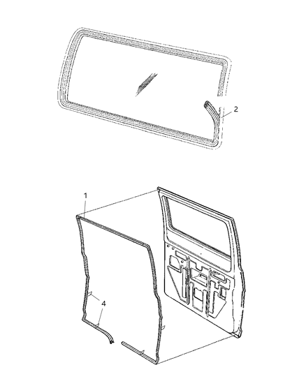 1997 Dodge Ram Wagon Door, Single Rear Cargo Weatherstrips And Seals Diagram