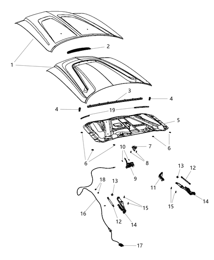 2014 Dodge Charger Hood Panel Diagram for 68142359AF