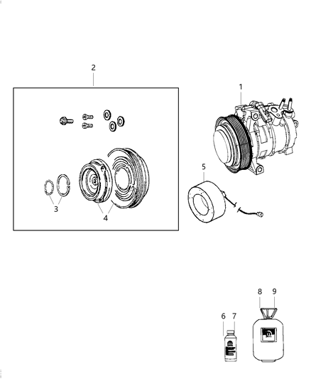 2019 Jeep Cherokee COMPRESOR-Air Conditioning Diagram for 68103198AB