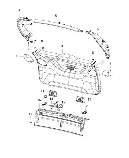 2019 Jeep Compass Panel-LIFTGATE Trim Upper Diagram for 6NL74PS4AB