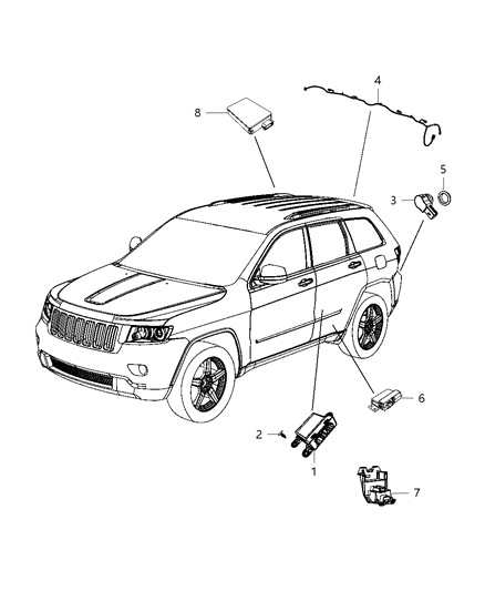 2012 Jeep Grand Cherokee Harness-Rear FASCIA Diagram for 68078325AB