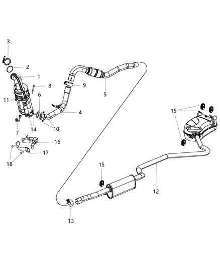 2014 Dodge Journey Exhaust Muffler Resonator And Tailpipe Diagram for 5147254AE