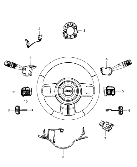 2012 Jeep Wrangler Switches - Steering Column & Wheel Diagram
