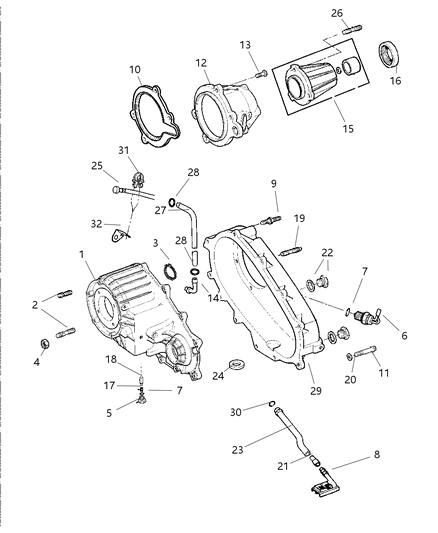 2000 Dodge Dakota Case & Related Parts Diagram 1