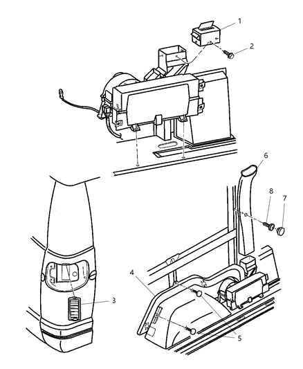 2000 Dodge Ram Wagon Air Ducts & Outlets, Rear Diagram