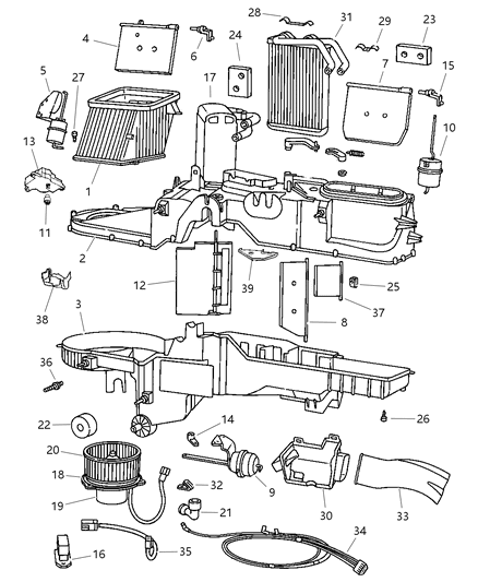 2000 Dodge Ram 2500 Quad & Club Cab Air Conditioner & Heater Unit Diagram