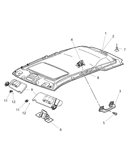 2010 Jeep Grand Cherokee Headliner Diagram for 1BY95BD1AB