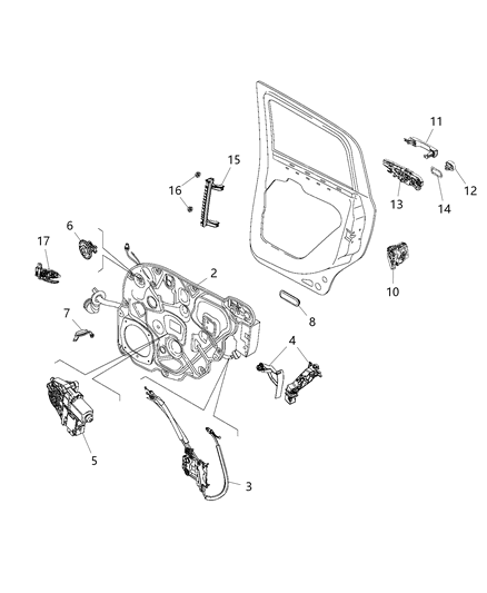 2017 Jeep Renegade Rear Door - Hardware Components Diagram