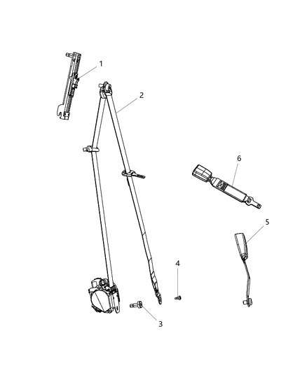 2013 Chrysler 200 Front Seat Belt Buckle-Retractor Assembly Right Diagram for XS401L1AF