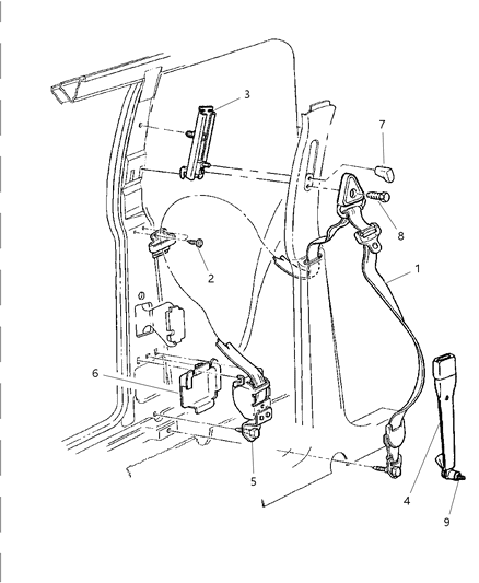 1998 Jeep Grand Cherokee Front Outer Seat Belt Diagram for 5FN83RT6