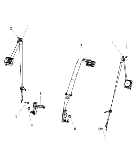 2011 Chrysler 300 Seat Belts Second Row Diagram