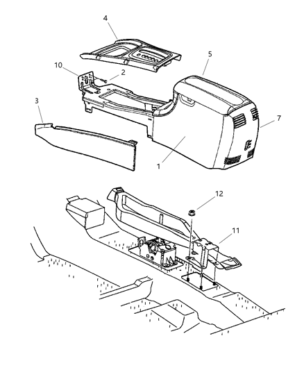 2001 Chrysler Concorde Console, Floor Diagram 1