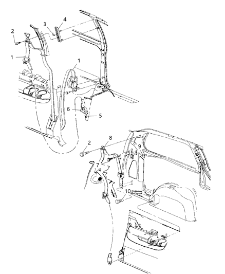 1999 Chrysler Town & Country 2Nd Rear Outer Seat Belt Diagram for SL711K5AA