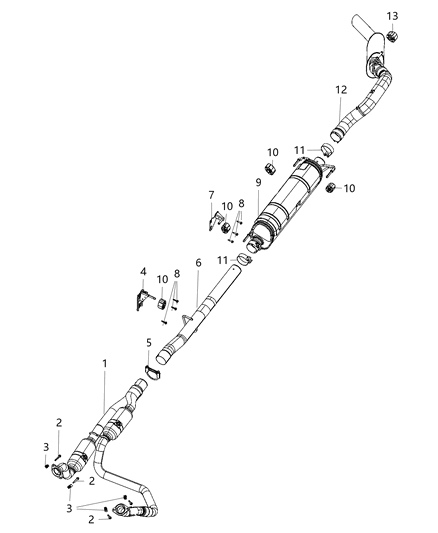 2020 Ram 2500 Exhaust Muffler Rear Diagram for 68351562AA