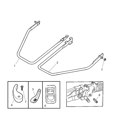 2003 Dodge Dakota Handles - Lock Bar & Attaching Parts Diagram