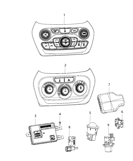 2021 Jeep Cherokee Air Conditioner And Heater Control Diagram for 5ZS93DX9AB