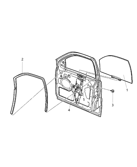 2007 Jeep Liberty Door, Front, Glass And Regulator Diagram