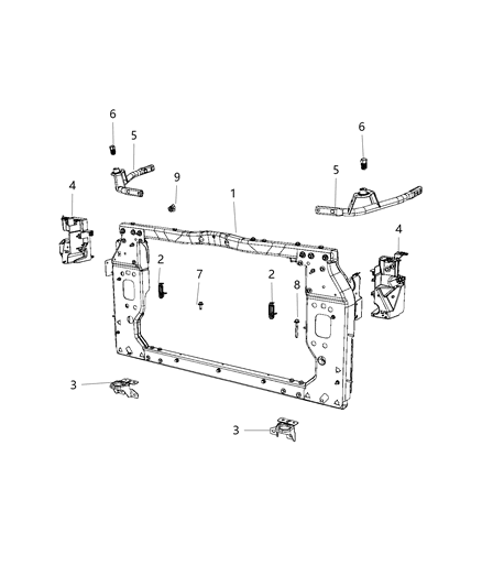 2019 Jeep Cherokee Cooling Module Bracket Diagram for 68286747AA