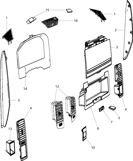 2014 Ram 1500 Instrument Panel Trim Diagram 2