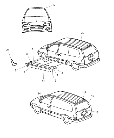 1999 Chrysler Town & Country Mouldings Diagram