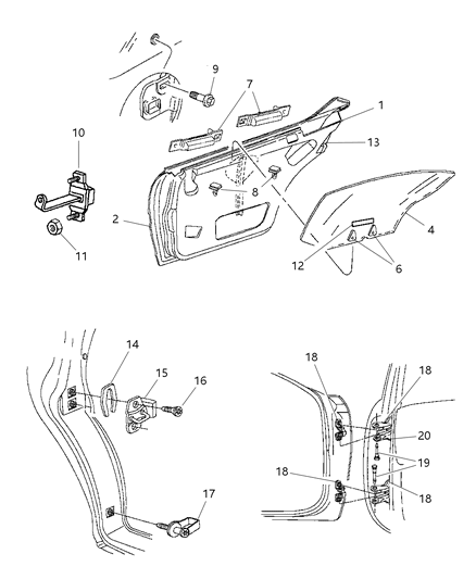 1998 Dodge Neon Door Check Rear Door Diagram for 4615465AC