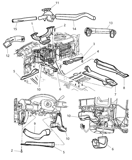 2001 Chrysler LHS Air Distribution Ducts Diagram