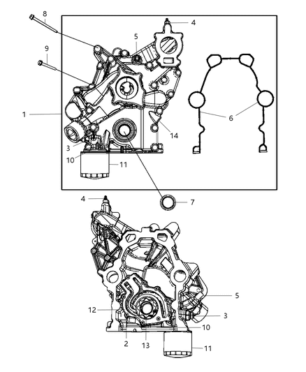 2009 Dodge Viper Timing Case Cover Diagram