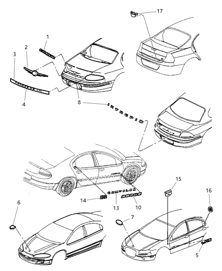 2000 Dodge Intrepid NAMEPLATE-Front Door Diagram for QM26CA1