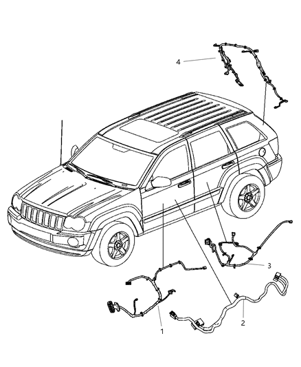 2009 Jeep Grand Cherokee Wiring-Front Door Diagram for 68036644AB