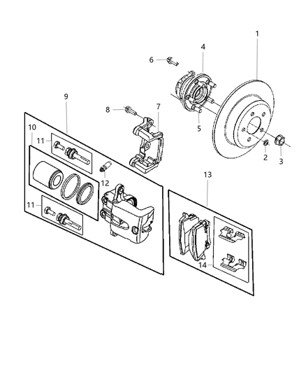 2015 Dodge Challenger Brakes, Rear, Disc Diagram