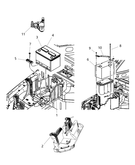 2011 Jeep Wrangler Tray-Battery Diagram for 55397289AH