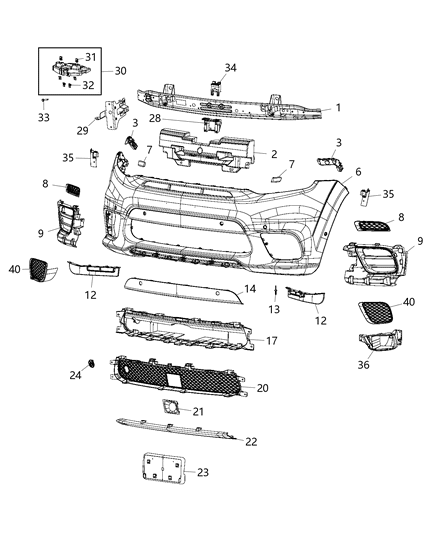 2018 Jeep Grand Cherokee SPAT-Front FASCIA Diagram for 68299199AB