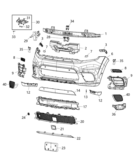 2018 Jeep Grand Cherokee Fascia, Front Diagram 2