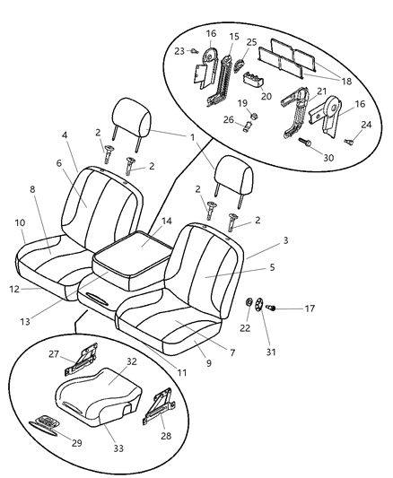 2009 Dodge Ram 3500 Front Seat - Split Seat Diagram 1