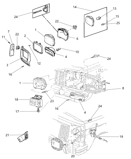 1999 Jeep Cherokee ACTUATOR Headlamp Diagram for 55055241AB