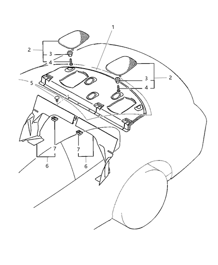 2004 Chrysler Sebring Coupe Rear Shelf Panel Diagram