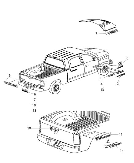 2006 Dodge Ram 1500 NAMEPLATE-Sport Diagram for 55077328AB