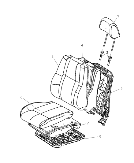 2011 Jeep Grand Cherokee Seat Cushion Foam Diagram for 68086193AA