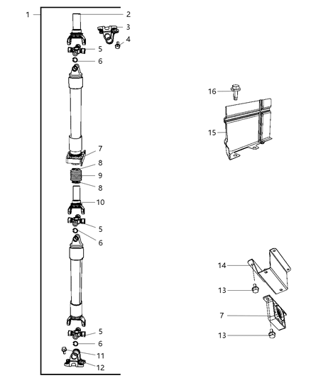 2008 Dodge Dakota Bracket-Drive Shaft Center Bearing Diagram for 52853116AB