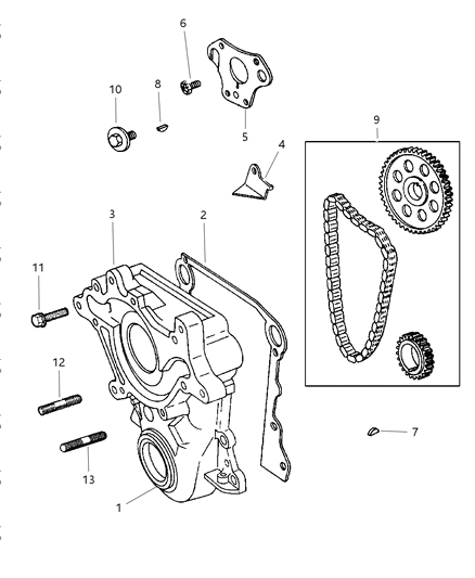 2001 Dodge Ram 3500 Timing Gear & Cover Diagram 2