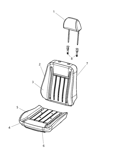 2008 Dodge Durango HEADREST-Front Diagram for 1FN041D5AA